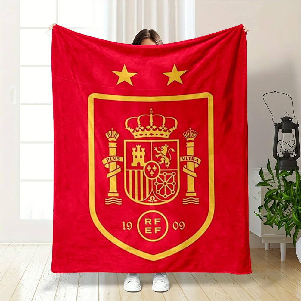 Spain National Football Team Emblem Design Warm Blanket Flannel Blanket for Bedroom, Living Room, Sofa, and Nap Sofas