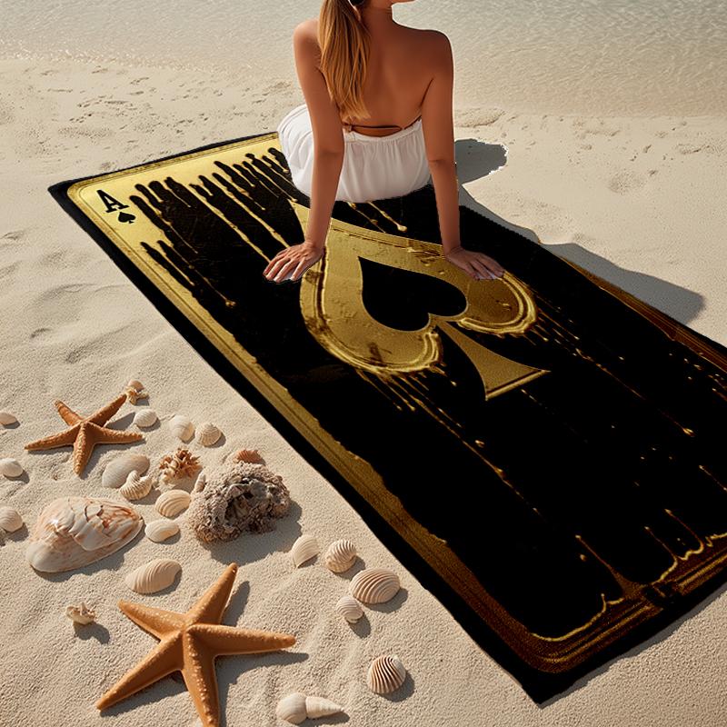 Flaming Poker Cards Beach Towel, Super Soft Microfiber, Gift for Her/Him, Birthday, for Pool, Beach, Travel, Home Decor Fan gifts