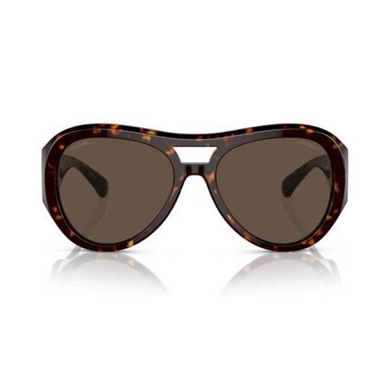 Chanel Doppel-C-Bügel Acetatrahmen unregelmäßige Sonnenbrille Damen braun