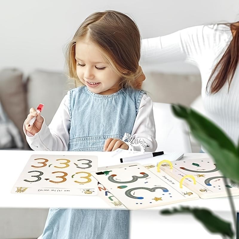 Set of 32 Reusable Educational Practice Book, Erasable Writing Tracking Pad, with Control Training and Enlightenment Exercises for Ages 3-6