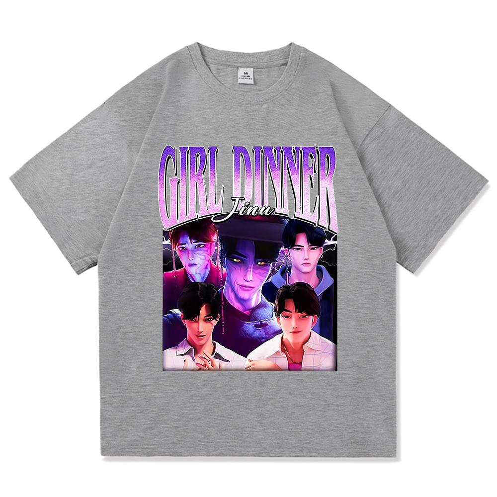 Girl Dinner Abby Jinu T Shirt 2025 Anime Demon Hunters Saja Boys Men/women Clothing Vintage Harajuku High Quality Cotton Tshirts