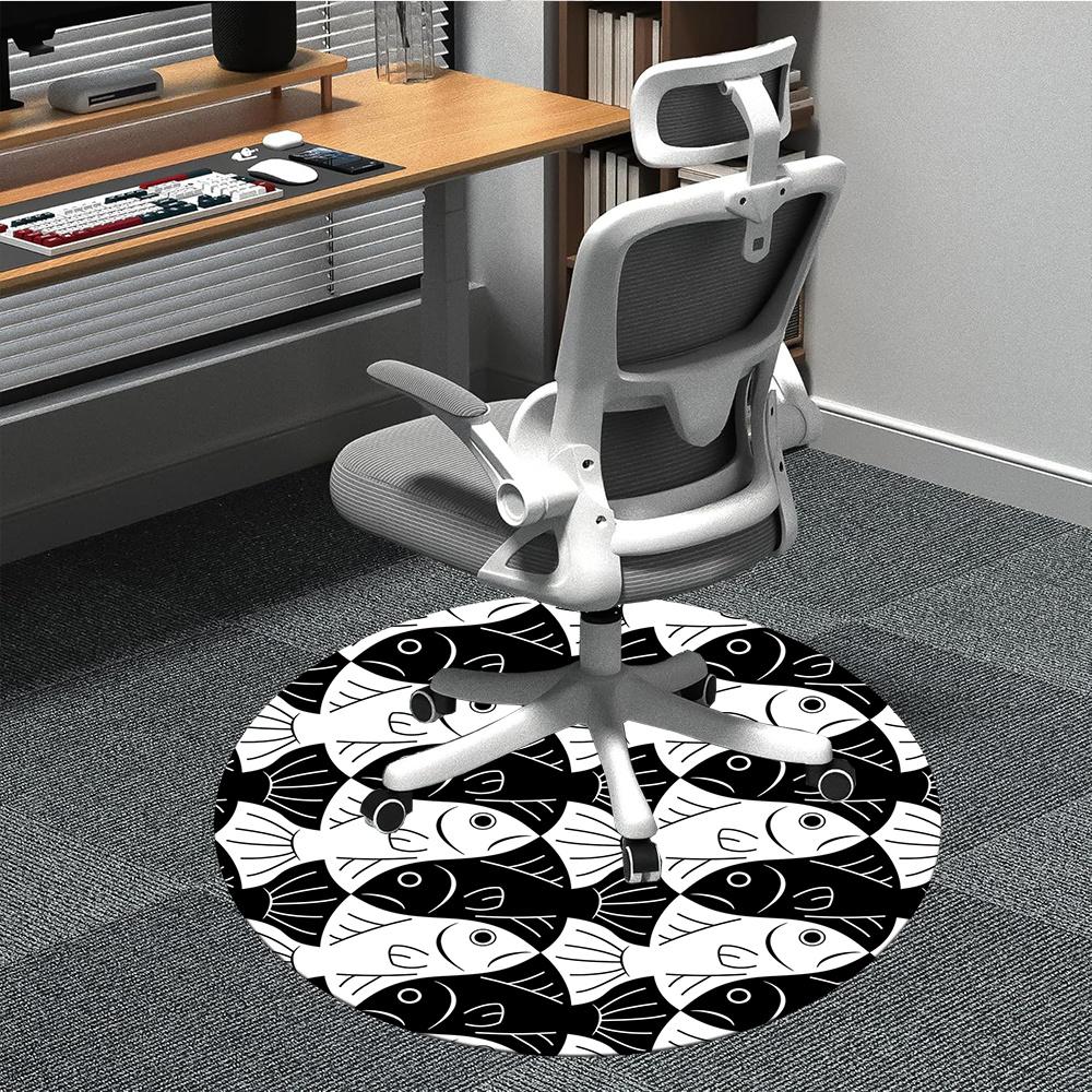

1pc Fish School Office Round Area Rug, Indoor Mat Suitable ForOffice, Under Office Chairs Bedroom Living Room Home Decor, Room Deco t280 80cm by 80cm