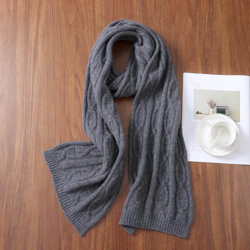 Autumn & Winter Pure Wool Scarf - Versatile Couple Style with Subtle Pig Nose Texture Cashmere Neck Warmer Shawl.
