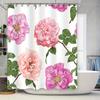 Beautiful Floral Shower Curtain Set Bathroom Decor Waterproof Polyester Bath Mat Tones Pink Purple White Green Leaves Flowers 3D
