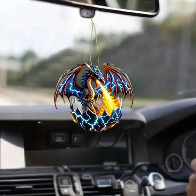 Yousheng Elemental Dragon Christmas Ornament 2D Acrylic Dragon Pendant Car Interior Tree Hanging Decoration Gift for Dragon Lovers