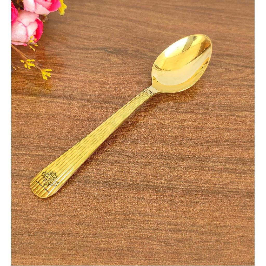 Hochwertiges Dessertlöffel-Set aus Messing mit Futterdesign, perfekt für den Einsatz zu Hause, in der Küche oder im Restaurant, 17,8 cm lang (Packung mit 6)
