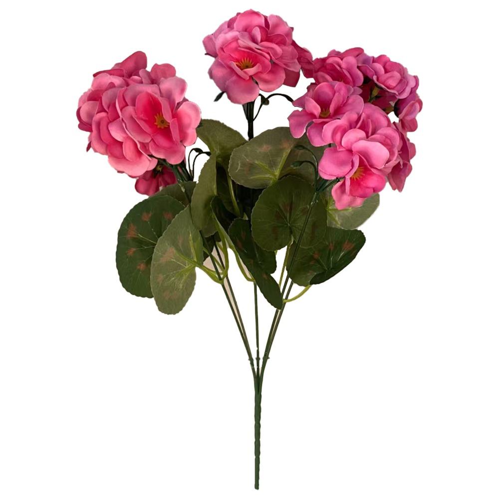 5-Head Design Artificial Geranium Flowers UV Resistant DIY Decoration Artificial Crabapple Blossom Simulated Flower