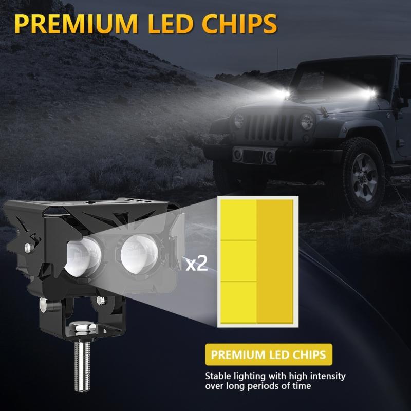 LED Offroad Lights LED Driving Pod Lights Super Flood Beam 2Pcs Led Pods Light Bar Waterproof for Motorcycles Durable