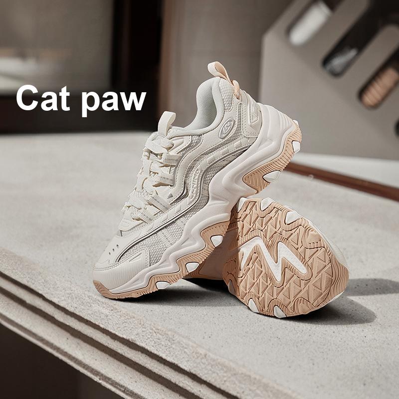 LiNing Cat Paw Lite 2 Fashion Classic Shock Absorption Non-Slip Low-Top Dad Shoes Women Sneakers Green AGCU070-4