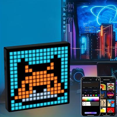 1pc LED Pixel Display,Programmable LED Screen Night Light,Application Control,DIY Text Pattern Animation,For Home Decoration