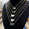 Women 18K Gold Plated Square Oval Heart Green Crystal Cubic Zirconia Dainty Choker Necklace New Fashion Gold Necklaces for Lady