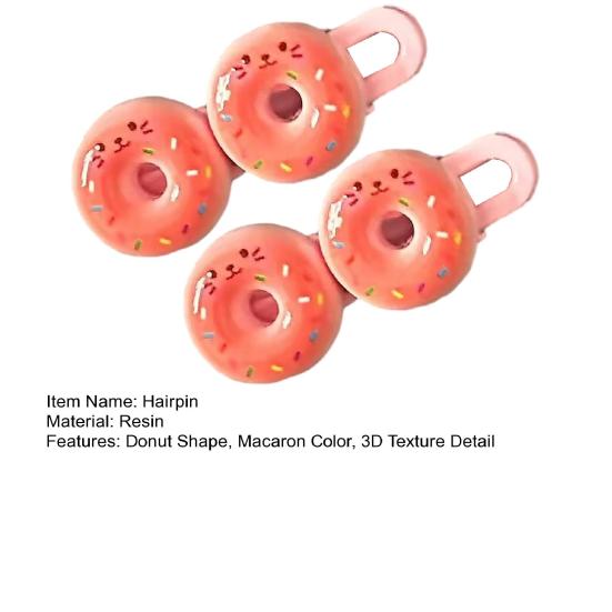 2Pcs Girl Hairpin Stable Grip No Damage Donut Shape Hair Clip 3D Texture Photogenic Side Bangs Hair Pins