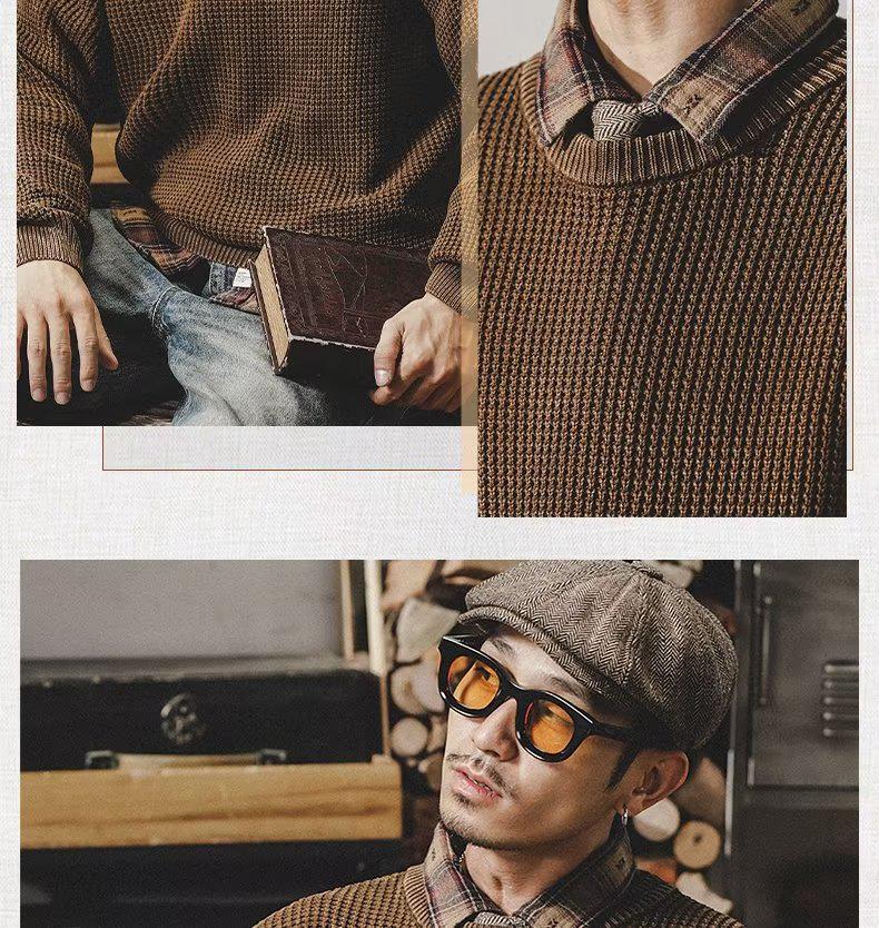 Men's Retro Heavy Washed Thick Sweater - Simple Winter Style