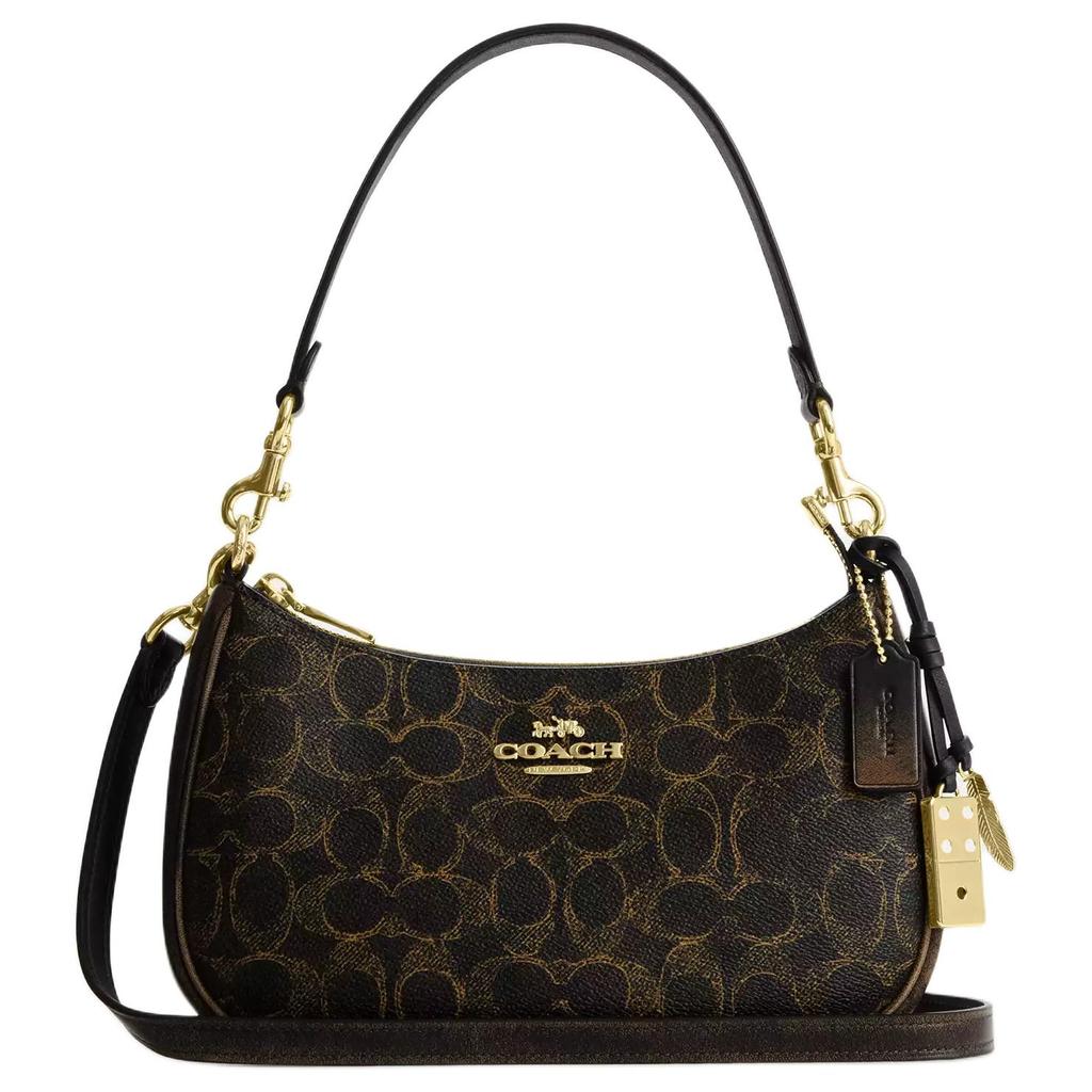 Coach Teri Classic Letter Pattern Coated Canvas Shoulder Bag Women Shoulder Bag Brown CDY18-IMBRN