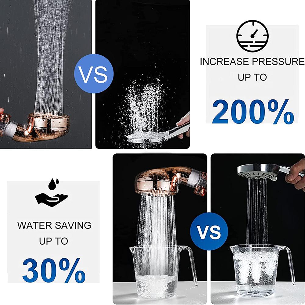 Handheld Turbocharged Pressure Shower Head 3 Modes Propeller Turbo ShowerHead for Detachable with Filter and OneTouch Switch
