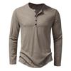 Men's Button Henley neck Shirt Long Sleeve Casual Button Solid color T-Shirts