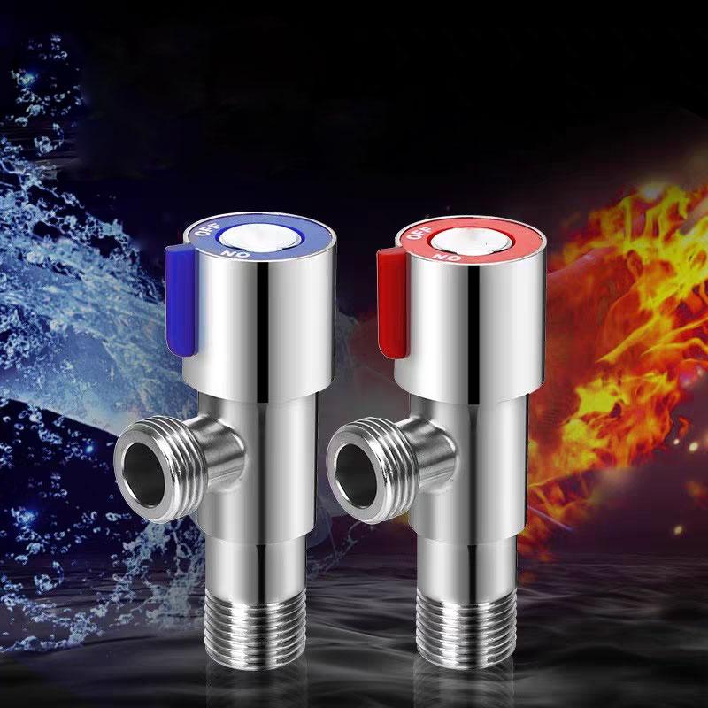 1Pcs Stainless Steel Angle Valve Thread Triangle Valve Hot and Cold Water Valve Bathroom Connector for Toilet Basin Water Heater