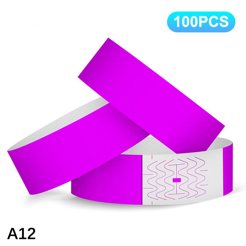 100pcs VIP Neon Paper Bracelets Fluorescent Waterproof Disposable Bracelets Tamper-Proof For Parties, Music Festivals & Events