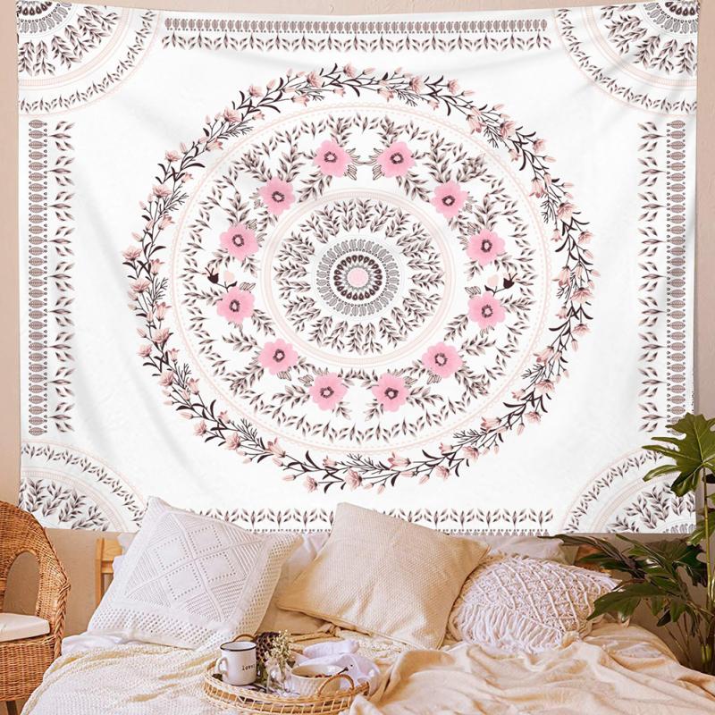 Boho Floral Rectangle Wall Tapestry Hanging Background Cloth Mandala Wall Art For Bedroom Decor