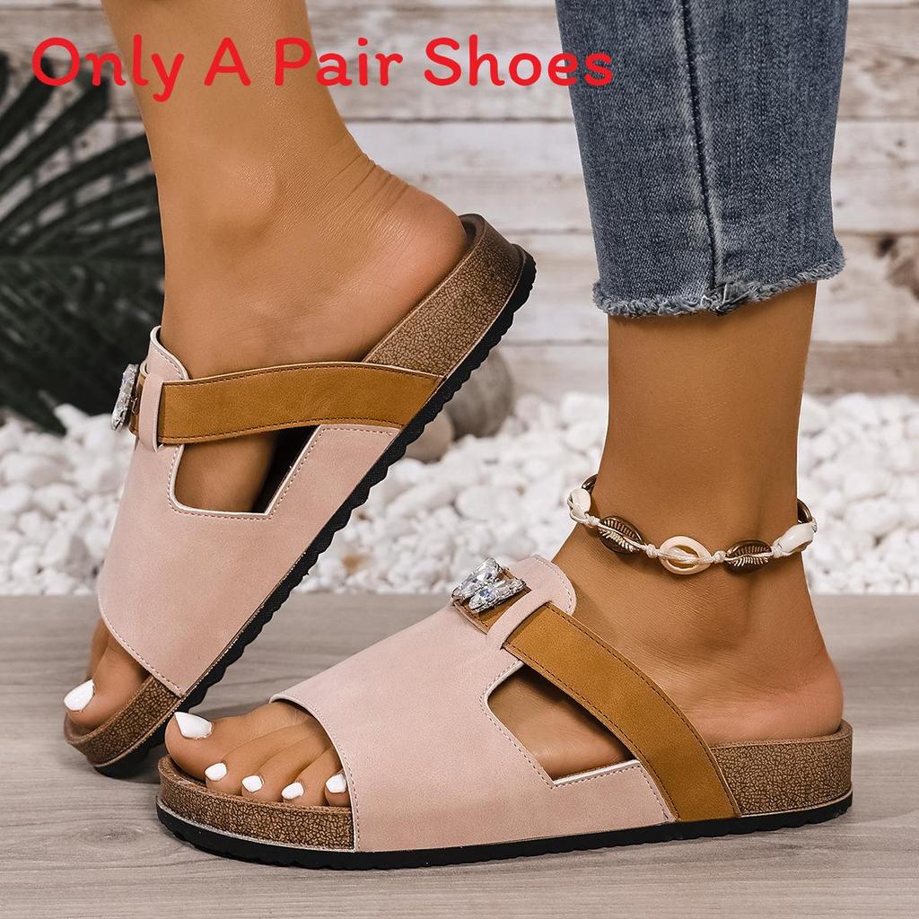 Water Diamond Slides Summer Big Size Pu Casual Flip Flops For Women
