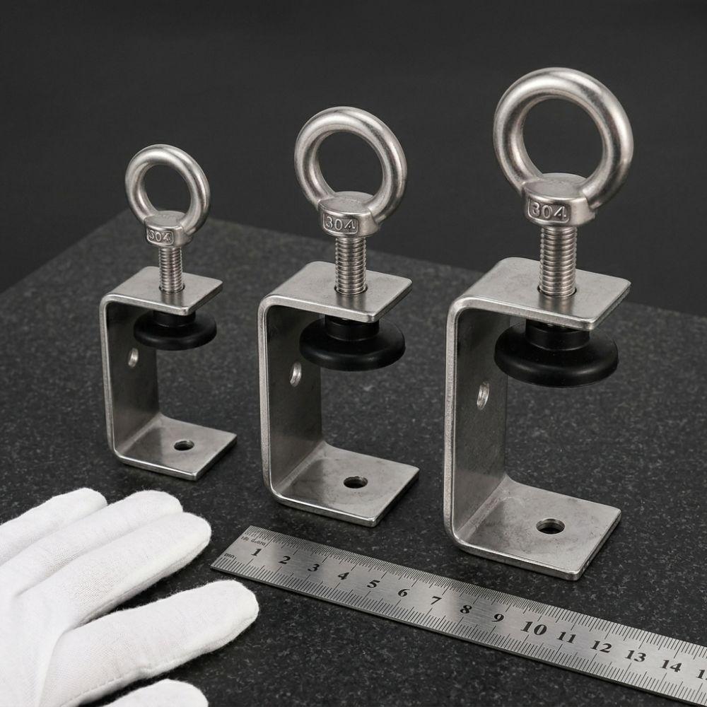 1pc 304 Stainless Steel Square Clamp Adjustable Fixed Holder Clip C-clamp Hardware Fasteners