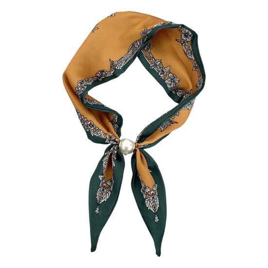 Seidenschal Imitation Perle Magnetischer Verschluss Nackenwickel Streifen Punktmuster Schal für kühles Wetter Accessoire