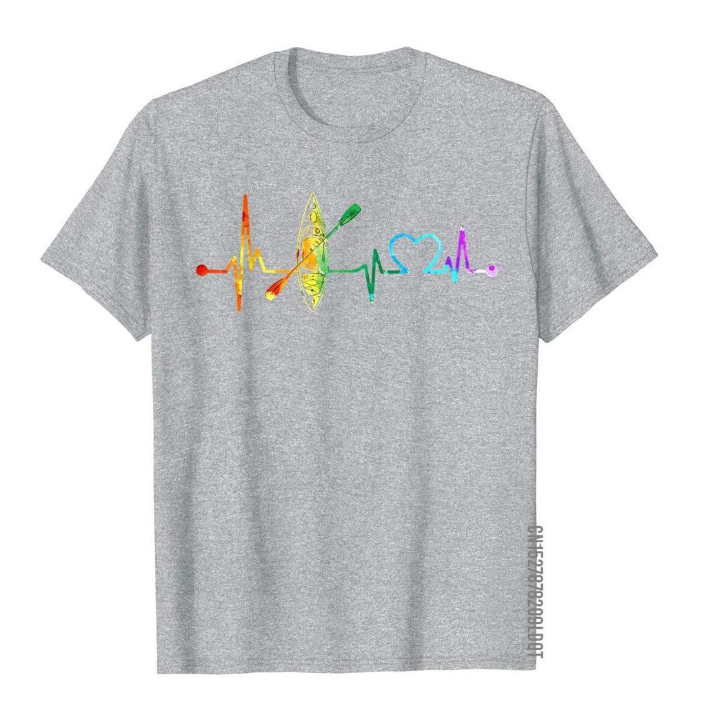 Kayaking Lover My Heartbeat Is A Kayak Vintage Color TShirt Printed On Tops  Tees Cotton Male T Shirt Simple Style On Sale