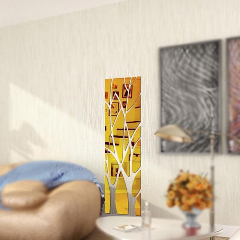 Ev Dekorasyonu için 3D Akrilik Şanslı Ağaç Aynalı Duvar Stickerı Oturma Odası, Restoran, Veranda veya TV Arkaplanı.