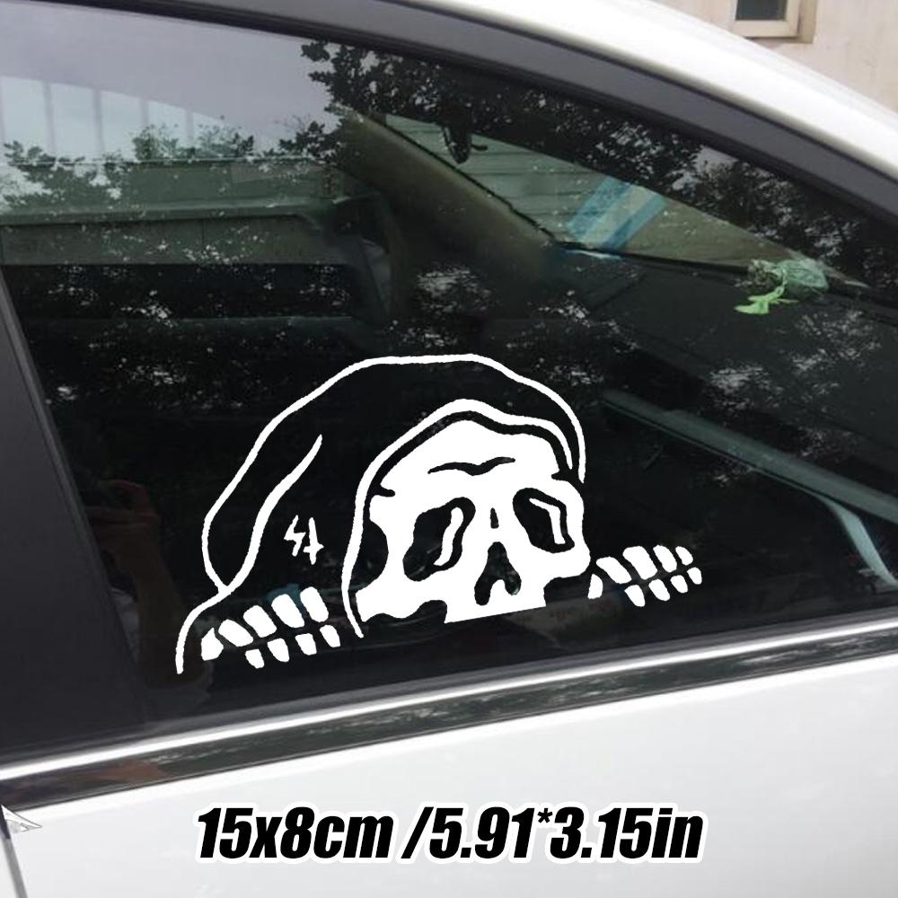 

Peep Skeleton Наклейки на автомобиль Хэллоуин Притаившийся Жнец Призрак Модификация лобового стекла Автоматическая наклейка Череп Призрак Peeps Наклейки на автомобиль