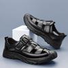 2025 Summer New Designer Casual Leather Sandal for Men Hallow Breathable Beach Shoes Male Solid Color Fashion Dress Sandals Man