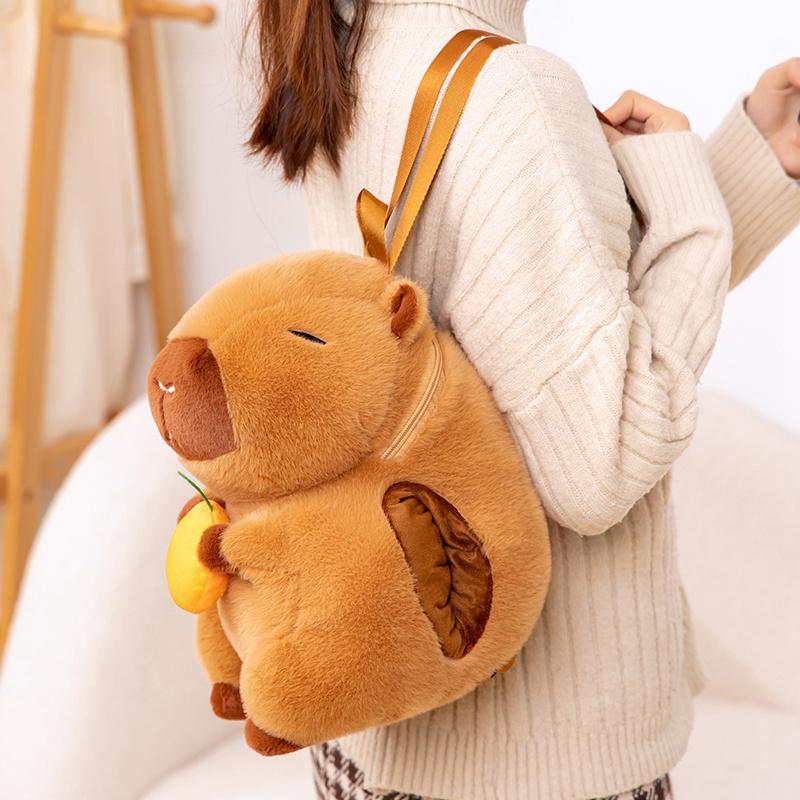 1 Stück 33 cm Süßer Capybara Plüschrucksack Kawaii Tier Capybara Handwärmer Kissen Stofftier Weich Für Valentinstagsgeschenk