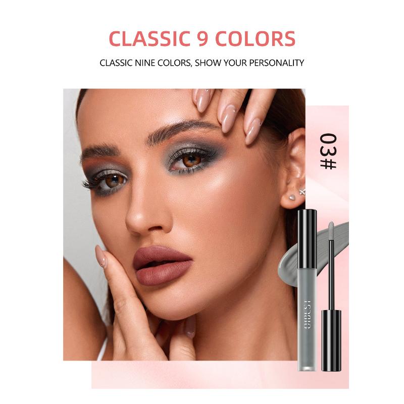 QIBEST Eyeshadow Liquid Matte Pearl Fine Flash Dark Black System of Europe and The United States Punk Smoky Makeup Eyeshadow Liquid