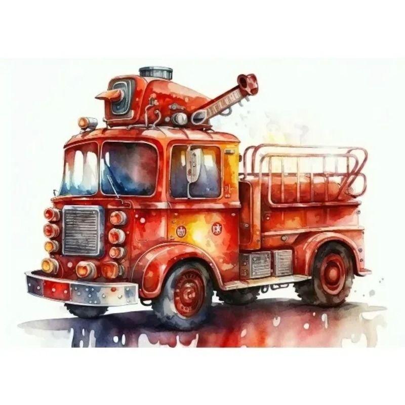 Watercolor Toy Car Tin Painting for Kids Room Decor