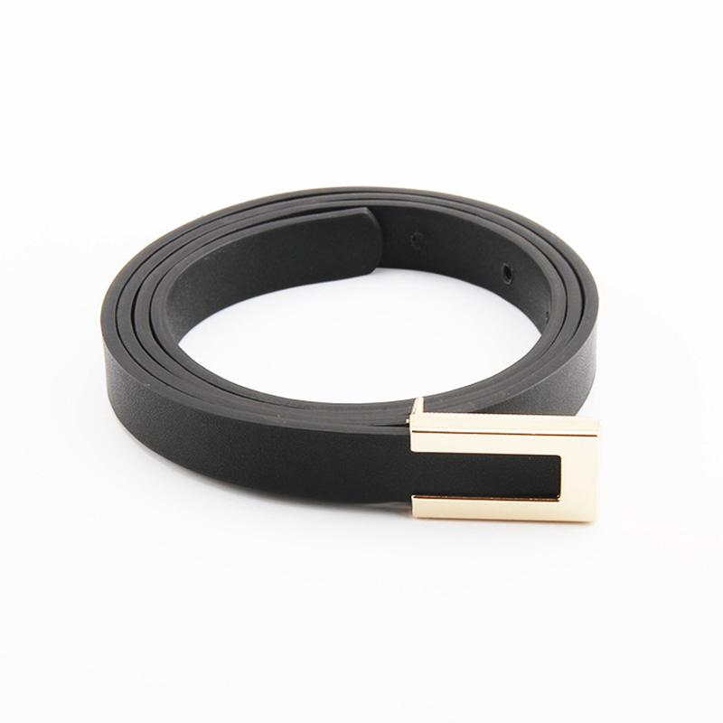 Women Thin Belt Metal Buckle Ladies Trouser Dress Decoration Waistband Vintage Casual Pu Leather Waist Belt