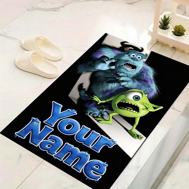 Custom 1Pc Furry Monster Characters Flannel Personalized Rug Non Slip Floor Mat Soft Carpet for Living Bedroom Office Home Decor Gift