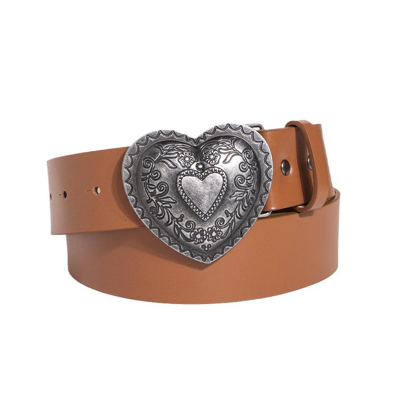 Retro Love Y2K Women's Carved Belt for Jeans and Workwear