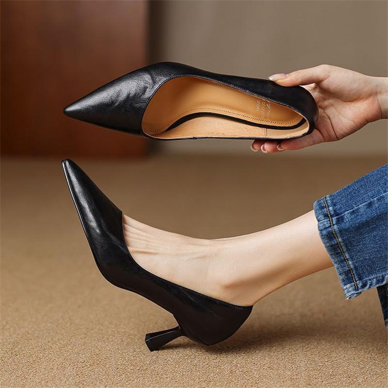 Móda Nové Jaro Pravá Kůže Dámské Boty Špičaté Dámské Lodičky Boty pro Ženy Vysoké Podpatky Mokasíny Módní Stručné Dámské Boty