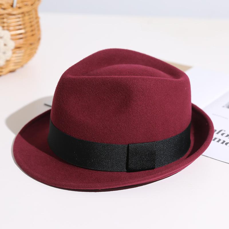 Herbst und Winter Neu Britisch Vintage Wollfilzhut Große Größe Vielseitiger Gentleman Jazzhut Herren Damen Warm Aufgerollte Krempe Filz Zylinderhut