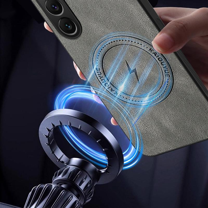 Shell Shockproof Leather Phone Soft Bumper Case For Samsung S25 Edge Magnetic For Magsafe Protective Back Cover For Galaxy A06 A56 A36 A54 Shell