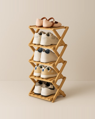 Bambusz összecsukható cipők rendező tároló polc Erős teherbírású hordozható szabadon álló bejárat