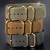 Weave Nylon Strap Gold Silver Black Ring Buckle Ribbed Watchband 18mm 20mm 22mm 24mm for Omega Military Braid Sport Men Bracelet