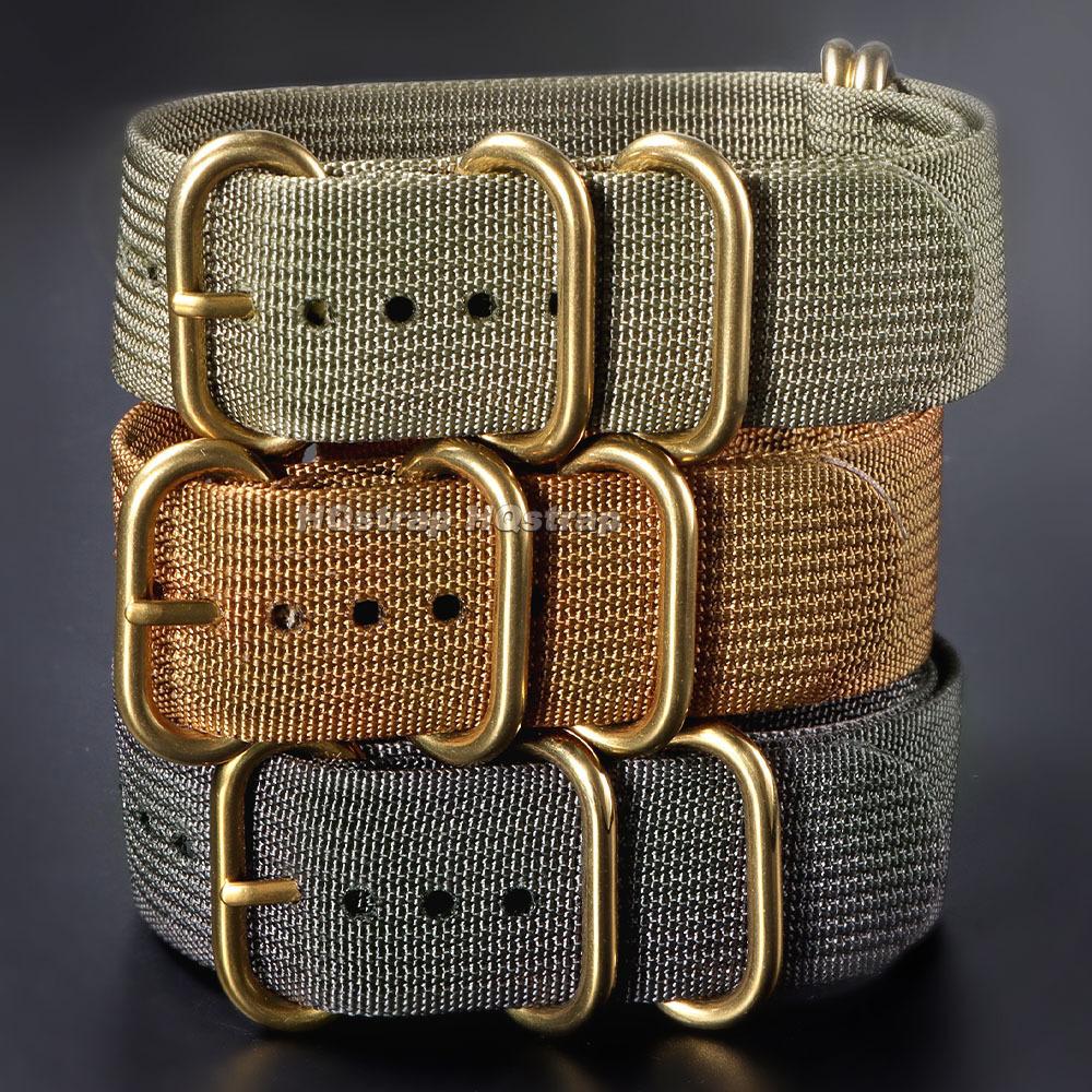 Weave Nylon Strap Gold Silver Black Ring Buckle Ribbed Watchband 18mm 20mm 22mm 24mm for Omega Military Braid Sport Men Bracelet