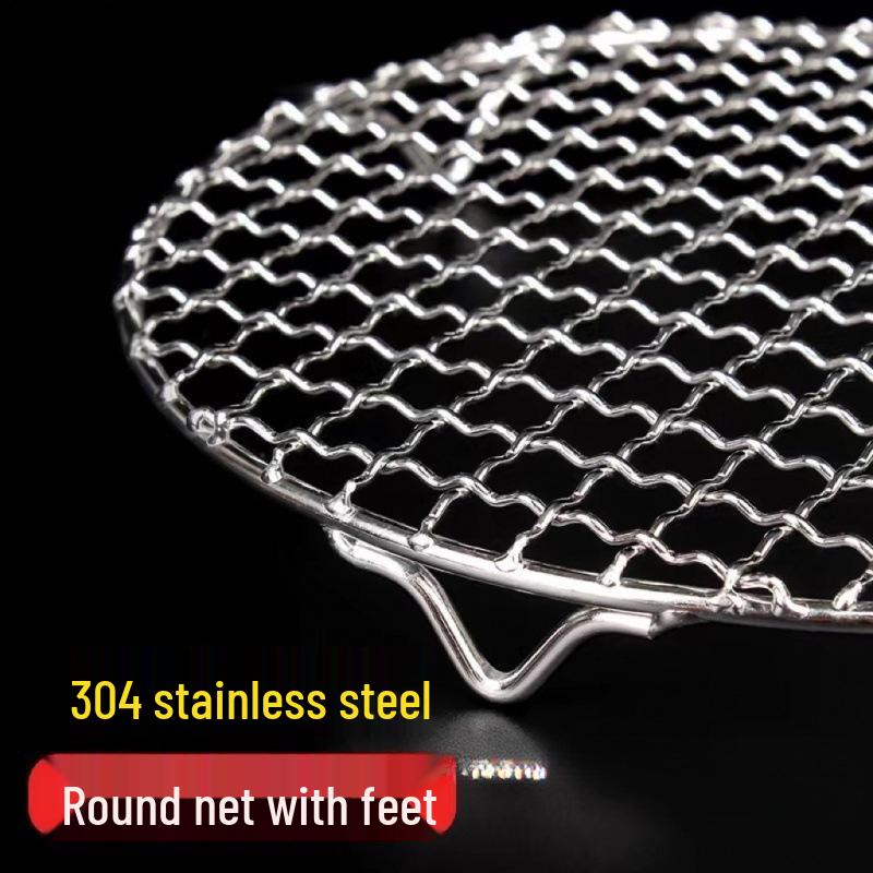 304 Stainless Steel BBQ Grill Net with Legs - Round and Square Options for Electric Stoves, Fire Pits, Roasting, Oil Draining, and Drying.