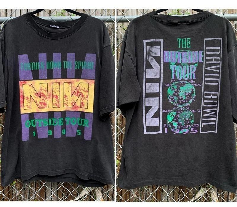 1995 Nine Inch Nails & David Bowie The Outside Tour 2 side black T shirt L