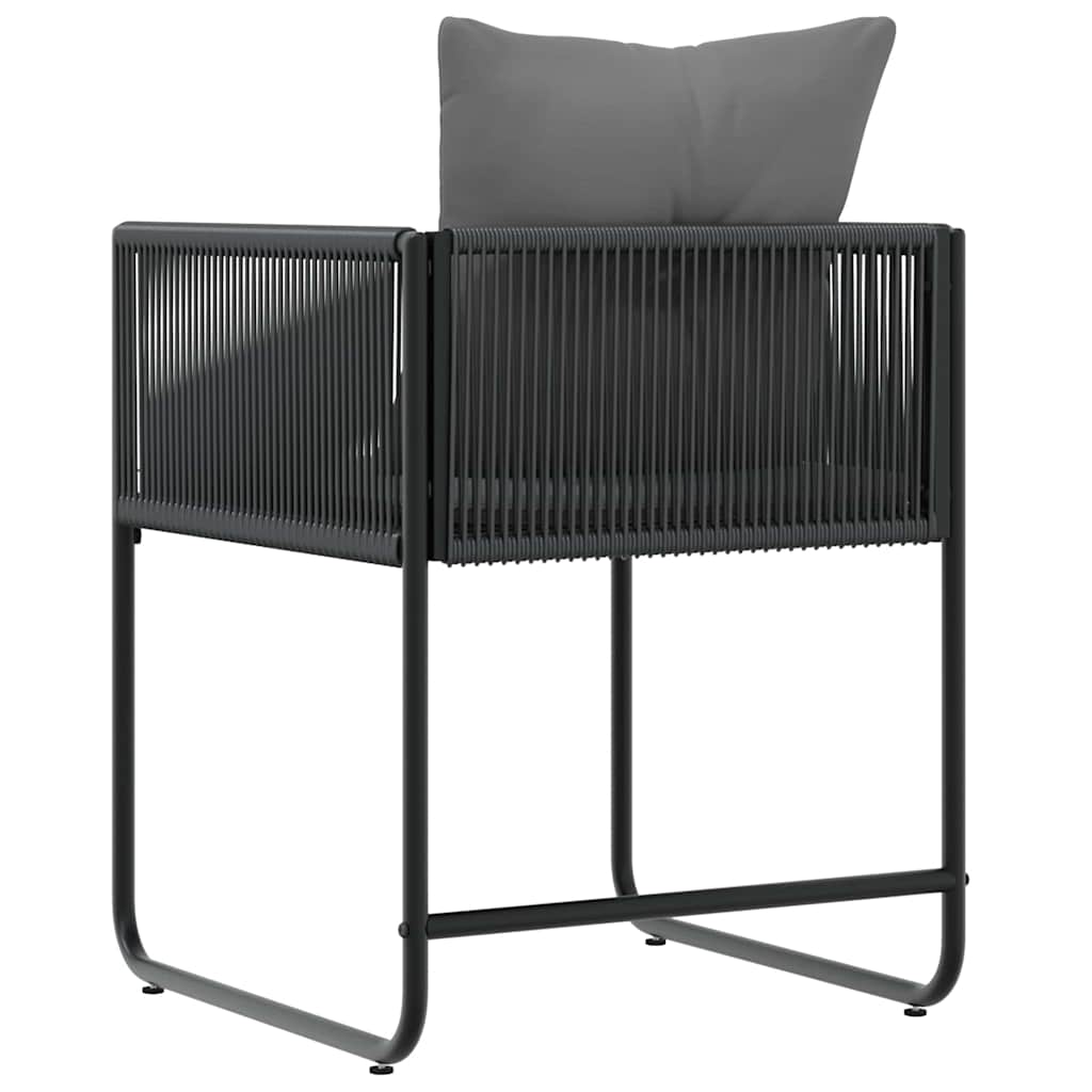 4 Piece Chair Set with Cushions Black and Anthracite PE Rattan
