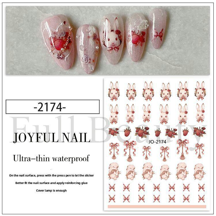Fashion Rabbit Pattern Nail Sticker 3D Nail Art Decal Gel Polish Sticker Nail Art Decor Kalkomanie
