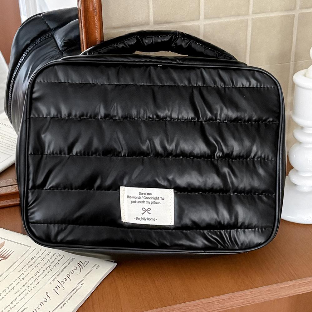 

Luxury Tote Waterproof Makeup Handbag Travel Women Cosmetic Toiletry Storage Pouch Elegant Ladies Square Zipper Clutch Bag чорний