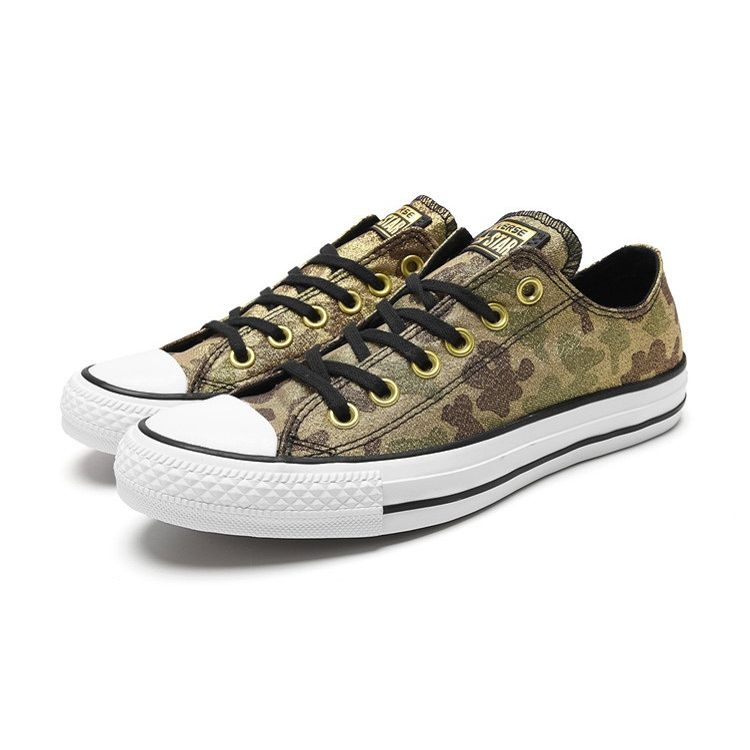 Converse All Star Ctas Ox Comfortable Slip Resistant Durable Lightweight Low Top Skate Shoes Women Sneaker Gold Khaki Camouflage 559838C