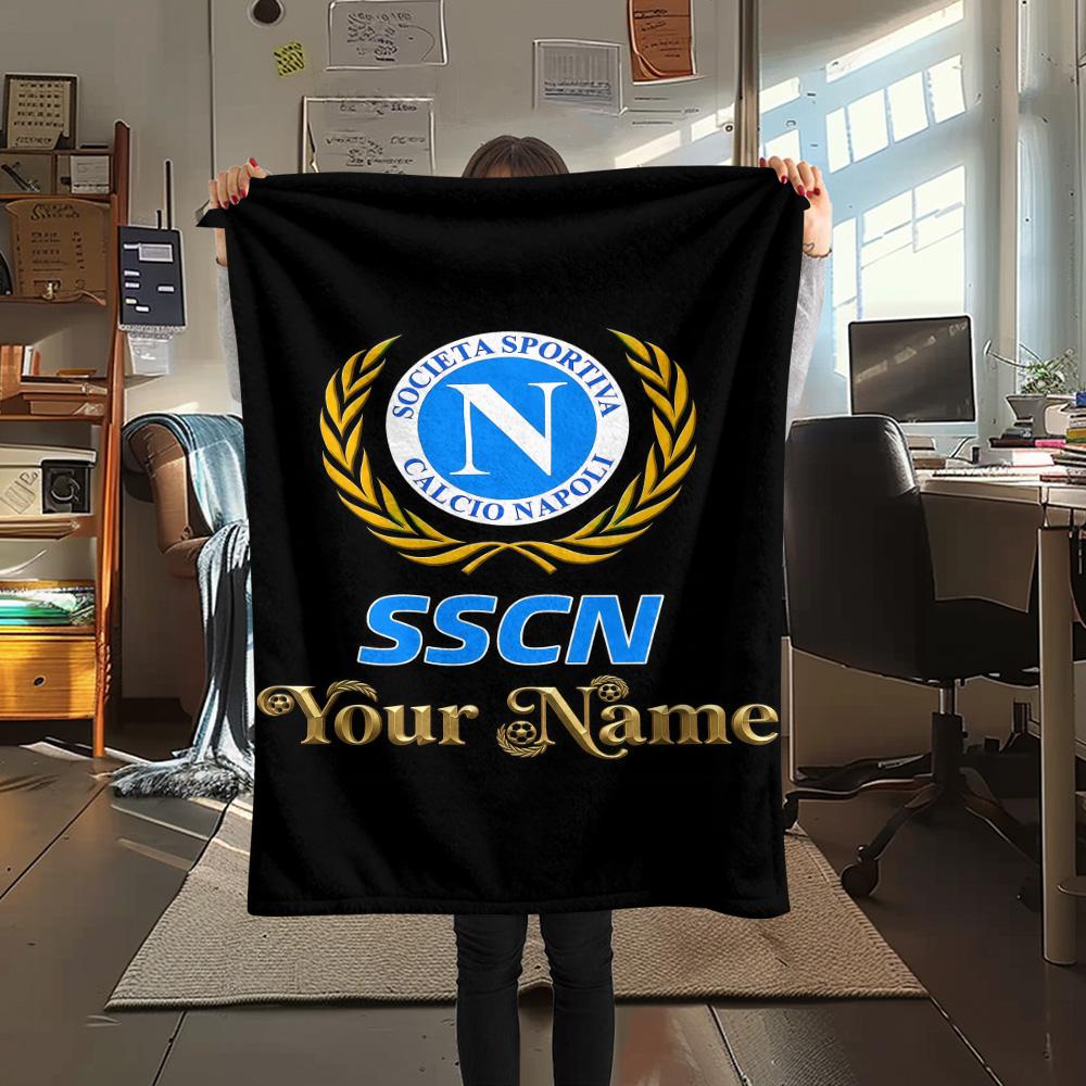 1PC Custom Name S.S.C. Napoli Patterned Flannel Blanket Suitable For All Seasons for Home Decor Warmth and Comfort Gifts Holiday Present -HE190