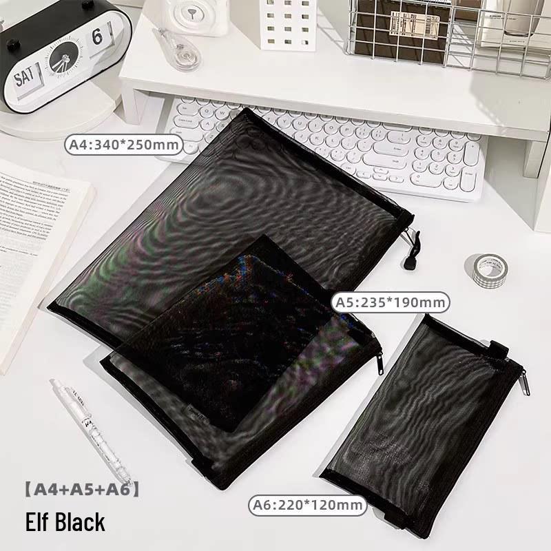 Mesh Document Bag with 6 Zippers - 5 Storage Compartments for Students & Files, Back-to-School Handbag